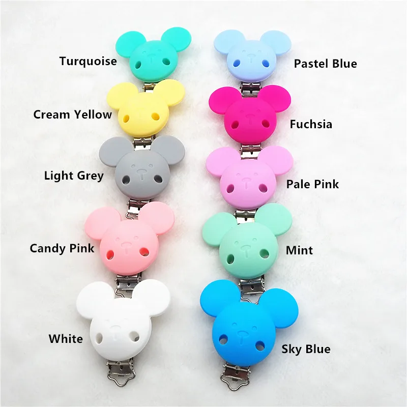 Chengkai 10pcs Silicone Teether Clips DIY Baby Cat Mouse Animal Pacifier Dummy Soother Nursing Jewelry Toy Accessories