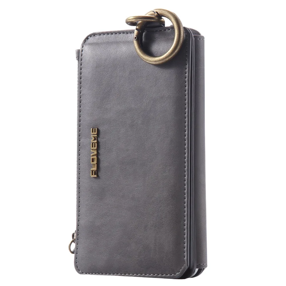 Floveme кожаный чехол для iPhone 6 7 8 6S Plus роскошный флип Слот для карты бумажник для IPhone X десять 10 Бизнес сумка для IPhone 5 5S se чехол на айфон 5s 7 6s 6 - Цвет: Grey