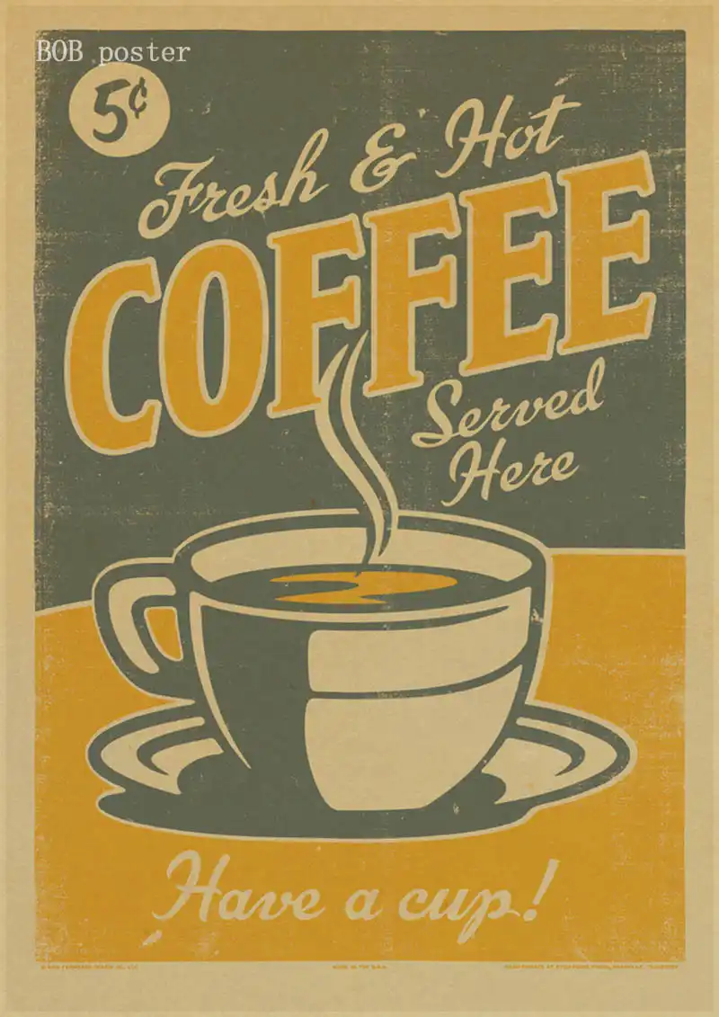 Kaffee Espresso Passenden Diagramm Poster Retro Kraft Papier