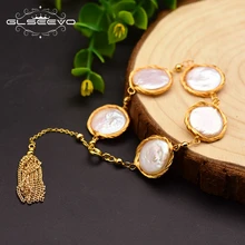 GLSEEVO натуральный пресной воды барокко плоский жемчуг Регулируемые браслеты с кисточкой для женщин подарок ювелирные украшения Bileklik GB0147