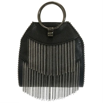 

2019 new washed soft leather female bag personality tassel small bag simple ring handbag chain shoulder bag