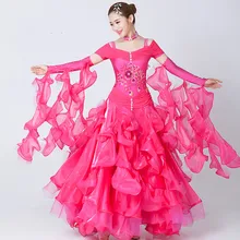 Modern Dance Woman High-end Big Swing Standard Ballroom Dance Costume Dress for Competition Sequins Waltz/tango/foxtrot Costumes