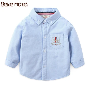 

BEKE MATA Baby Shirt For Boy Winter 2018 Cotton Plus Toddler Boy Shirt Long Sleeve Dog Embroidery Children Tops Kids Shirt Boy