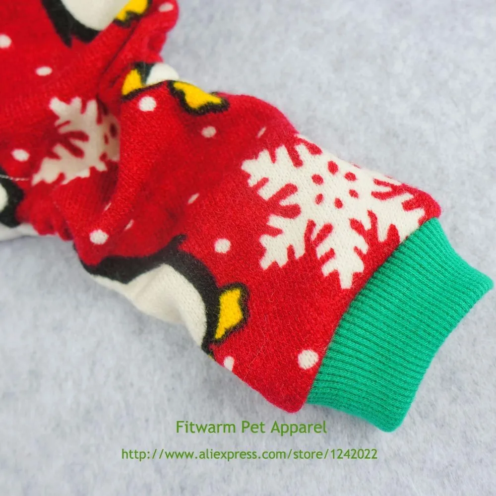 Fitwarm милый пингвин Рождественская одежда для домашних животных для собачья Пижама Мягкая Рождественская Пижама Красный XS маленький средний большой Чихуахуа Тедди