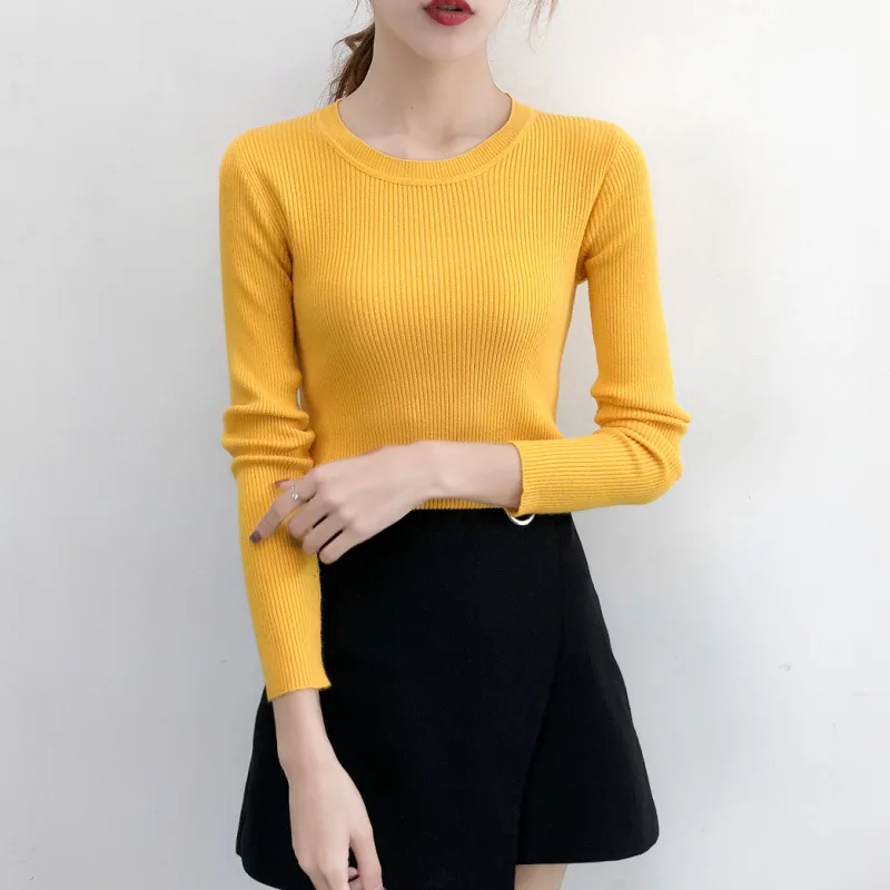 2019 Autumn Winter Ribbed Women Pullovers Sweater O-Neck Knit Office Lady Basic Sweaters Jumper Stretchy Bottoming Shirt Tops 2019 Autumn Winter Ribbed Women Pullovers Sweater O-Neck Knit Office Lady Basic Sweaters Jumper Stretchy Bottoming Shirt Tops