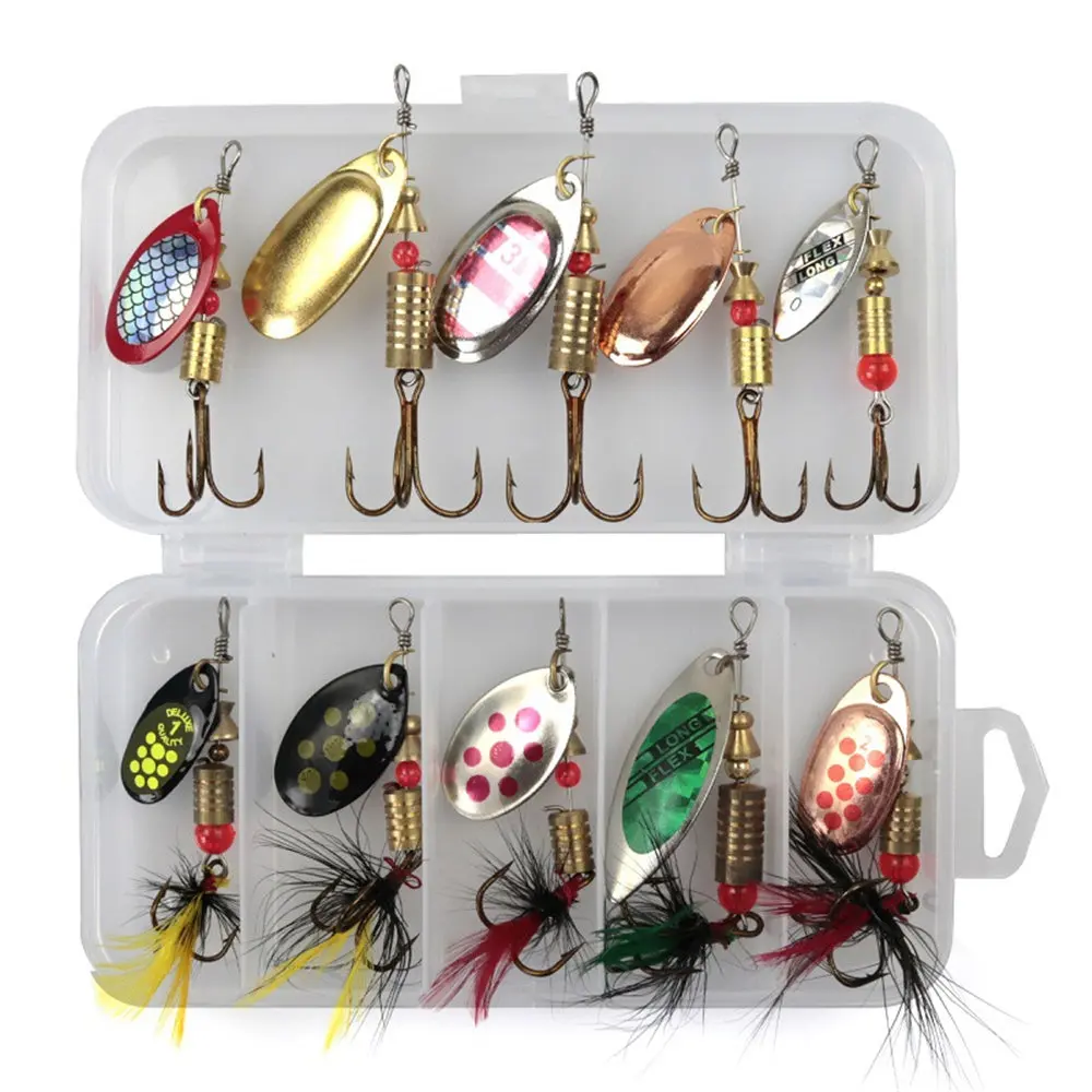 

10pcs Lua sequin set Rotating sequins hand piece spinner metal sequins 3g to 7g bionic bait lure big fish small fish
