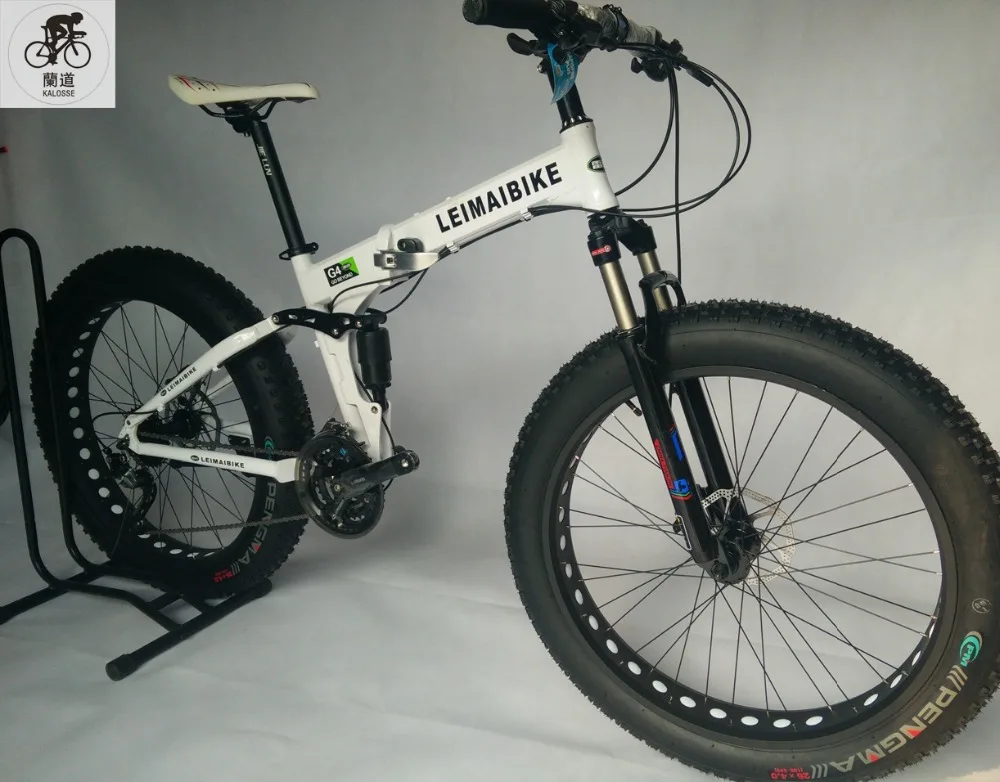Top Kalosse Full suspension  alloy frame  Snow  bicycle, 26/20*4.0 inch  21/24/27/30speed ,26*17 fat bikes   tyre dirt bike 9