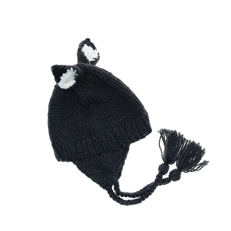 Детские шапки, вязаные с шарфом, комплект зимних детских шапок с кошачьими ушками лисы для мальчиков и девочек, теплые шапочки для детей, шапочки, шапки