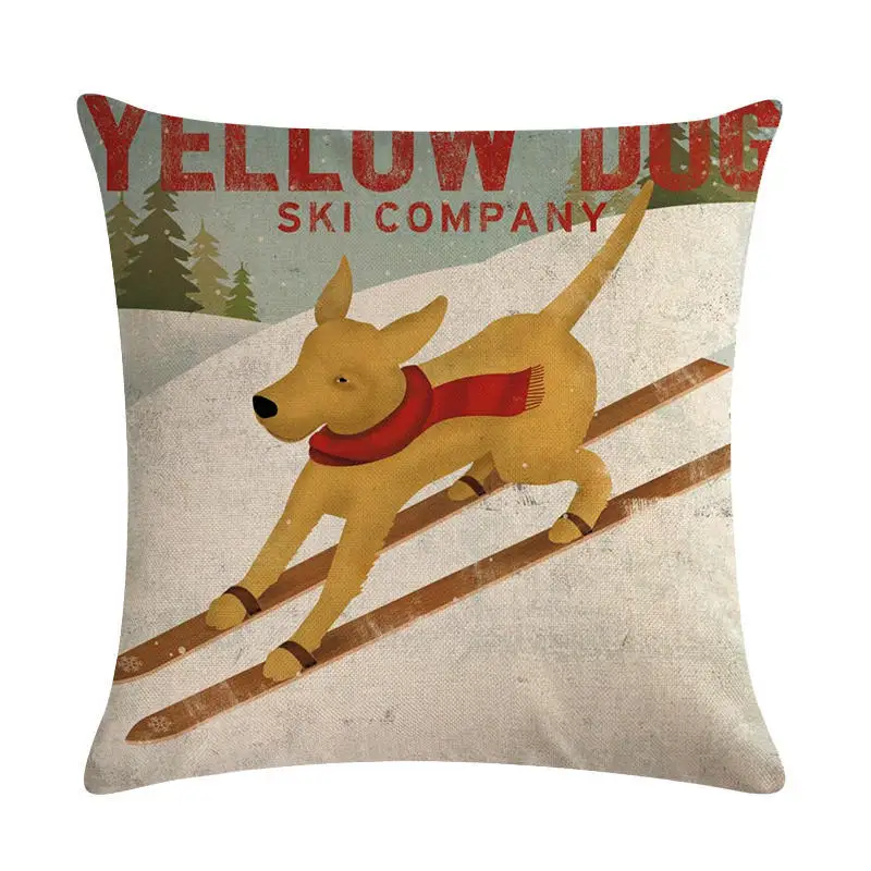 Подушка для собак 45x45 см, Золотая наволочка с изображением ретривера хлопково-льняной домашний декоративная подушка, чехол для дивана - Цвет: 3