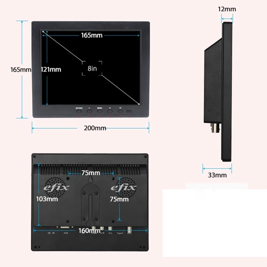 Efix 10," 8" ЖК-экран монитор HDMI USB VGA AV BNC с 33 мм 25 мм диаметр металлическая Поддержка Arm Монокуляр тринокулярный микроскоп