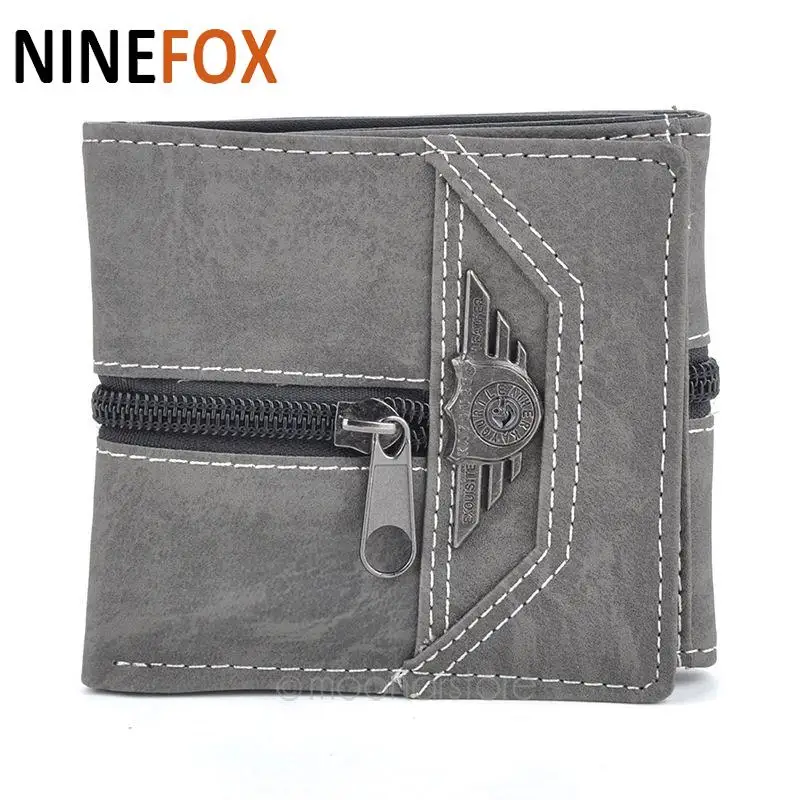 

2018 Hot sale Men Wallets mixed 3 Foldings Solid Retro Canvas Manmade Short Multi-Card slots Wallets Purse Vintage masculina