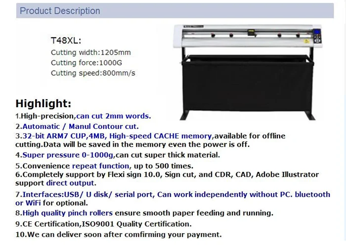 US $1.300.00 TENETH Brand Plotter Cutting Machine With USB Driver