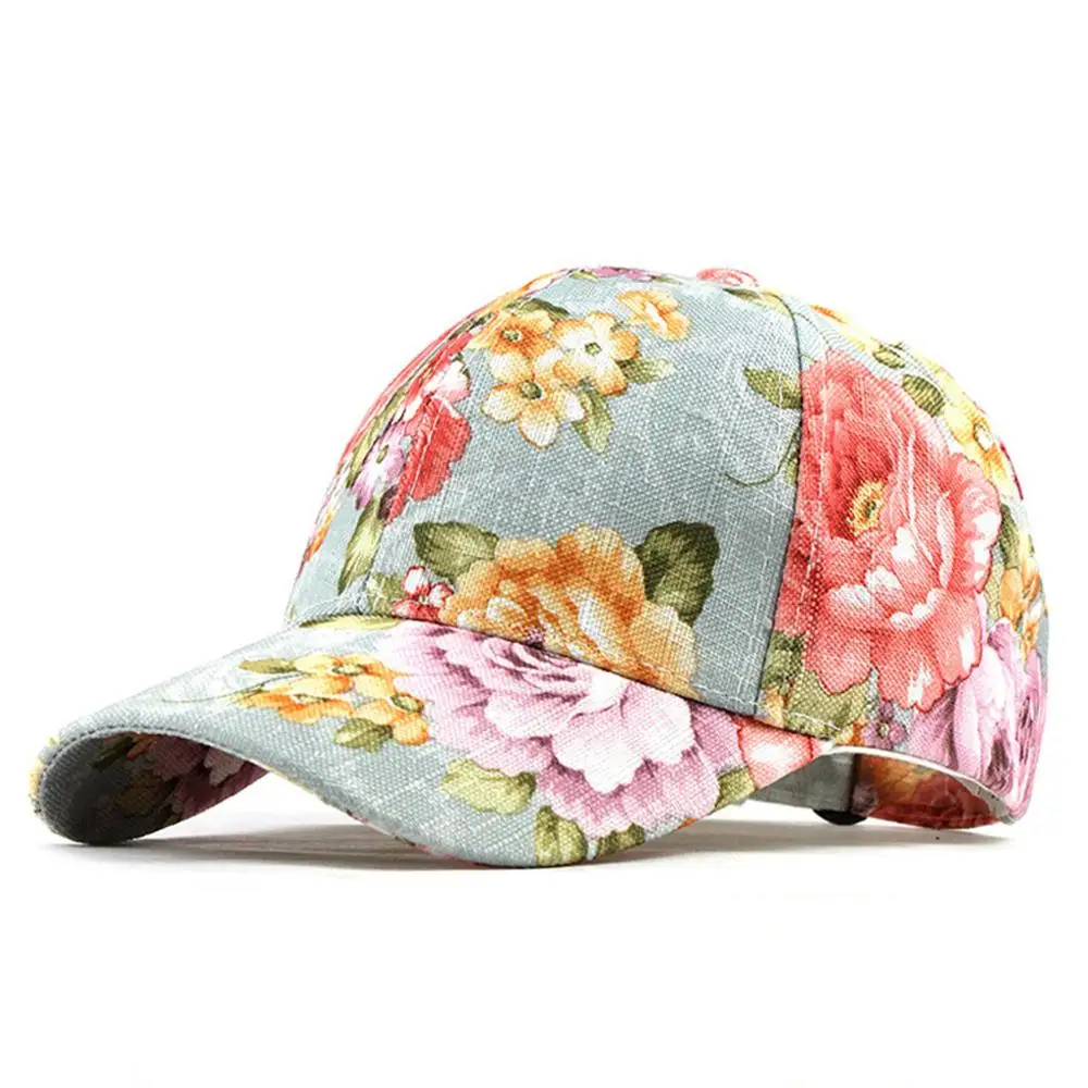 Женская уличная хлопковая кепка, высокое качество, вышитая бейсбольная кепка с цветочным принтом, Регулируемая кепка, новая мода кепка бейсболка# D