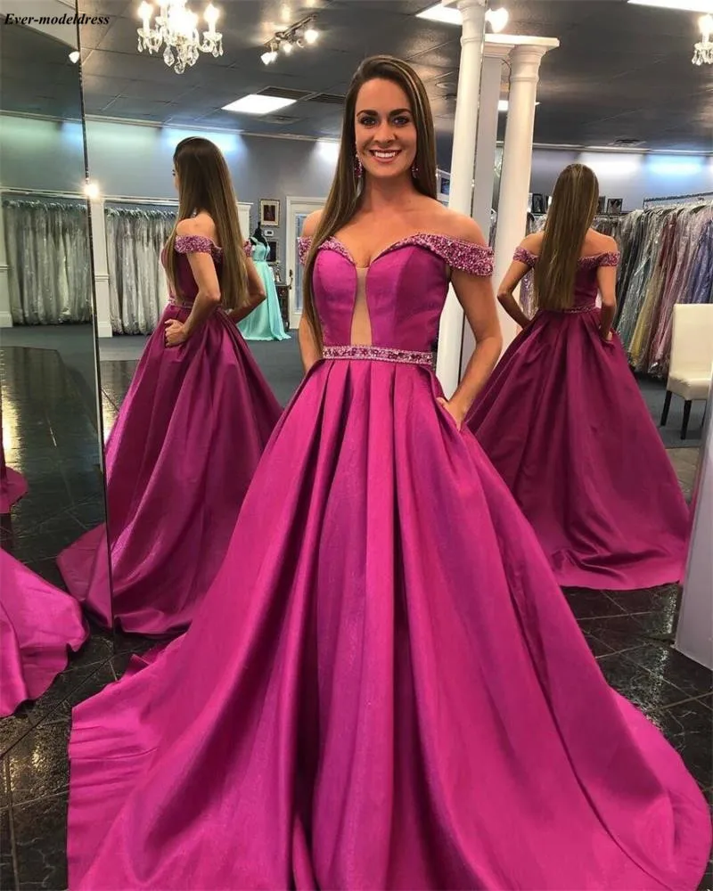 Vestido торжественный Светоотражающий с открытыми плечами платье трапециевидной формы Выпускные платья блестками Бисер знаменитости платья с карманами плюс Размеры - Цвет: same as picture