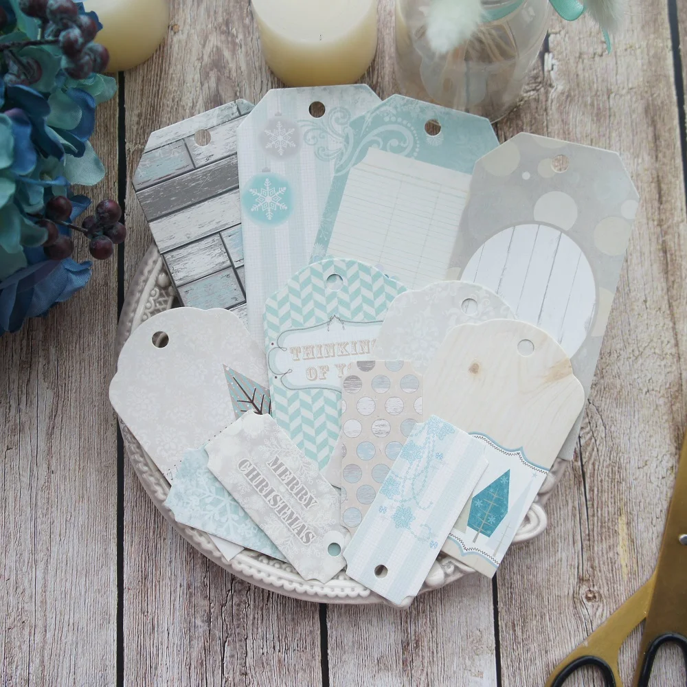 

mix size 12pcs paper blue wall and things style packaging party gift decoration tags Scrapbooking Craft Paper DIY Decoration