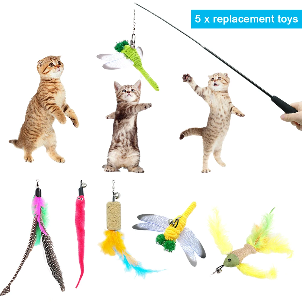Funny Interactive Cat Wands Toy Pet Fish Feather Toys For Cats Kitten