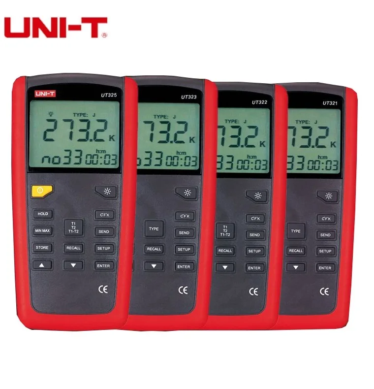 

UNI-T Pyrometer Contact Type Thermometer UT325 UT322 UT321 -200~1375C Industrial Temperature 2CH Data Logging Test K/J/T/E/R/S/N