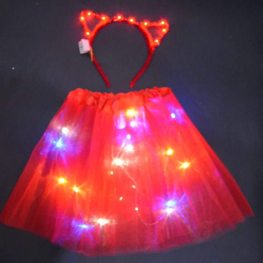 Светодиодный светящийся светильник; платья-пачки для девочек; одежда для детей; повязка на голову для свадебной вечеринки; костюм для костюмированной вечеринки с изображением кота кролика
