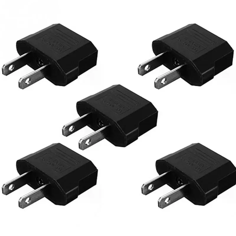 

5PCs Travel Charger Adapter Plug European Euro to US USA black Power Plug adapter Converter Socket Adapter