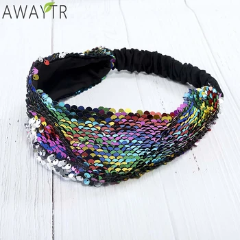 

Vintage Sequin Headband Wide Glitter Band Elastic Hairband Fashion Hair Ribbon Boutique Headwear Accessories for Women 2019 New