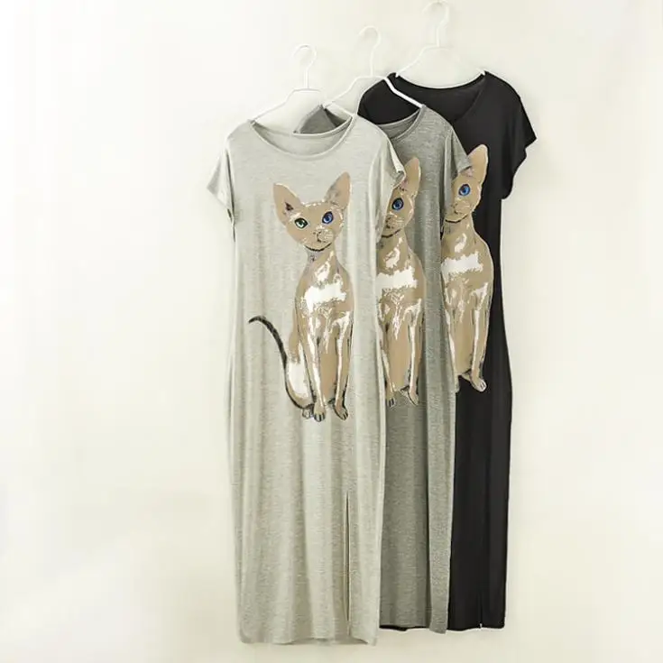 

women's sides split cat pattern dresses 2014 fashion women summer dress vintage female vestidos free shipping & wholesale price