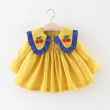 Новинка года; платье для девочек; платье с рюшами для маленьких девочек; кукла Черри; платье с воротником; повседневная одежда; Robe Fille; осенняя одежда для девочек