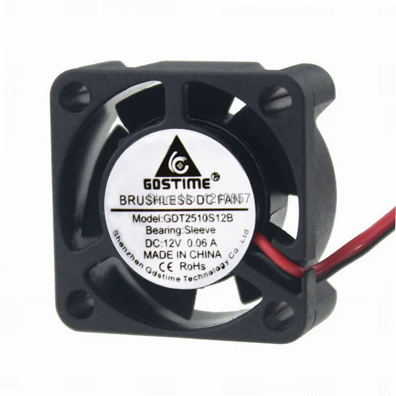 1 шт. Gdstime 25 мм 25x25x10 2Pin 12 В мини Бесщеточный Охлаждающий вентилятор постоянного