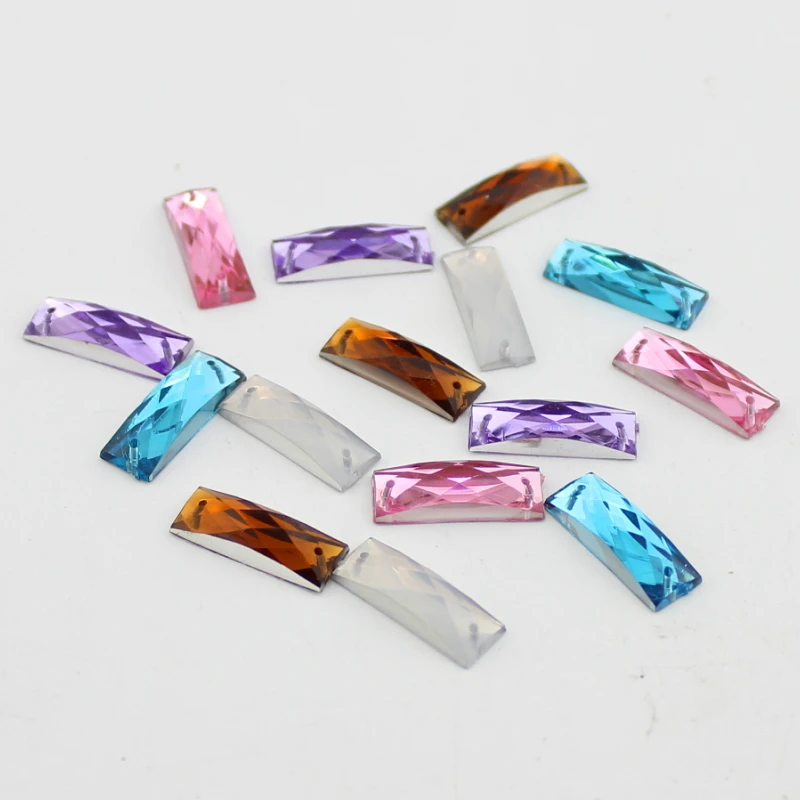 

Retail 100pcs/lot 7*19mm Sewing Rhinestones Mixed 5 Colors Wedding Dress Acrylic Stones crystal DIY Material piedras y cristales