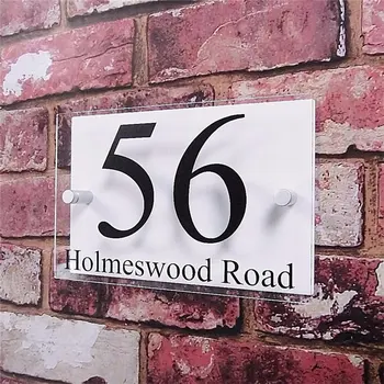 

Customized Double Layer Transparent Acrylic House Number Plaques Sign Plates House Signs with Vinyl Stickers Films