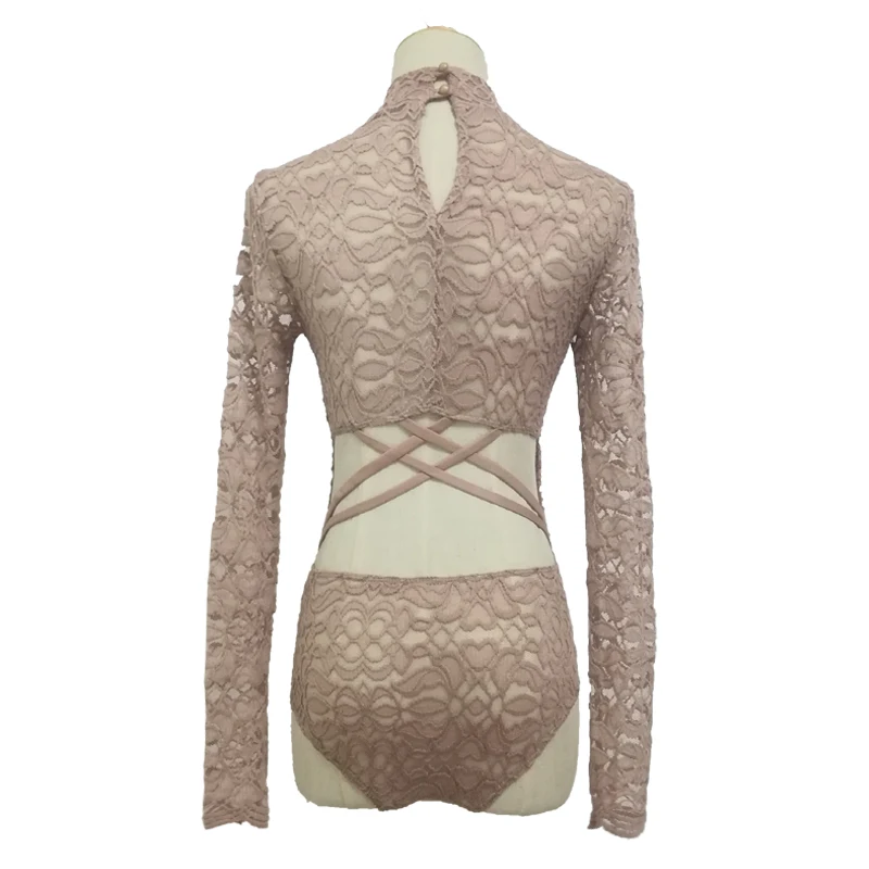 New Women Sexy Long Sleeve Lace Bodysuits Lady Backless Catsuits Female Elegant Overalls