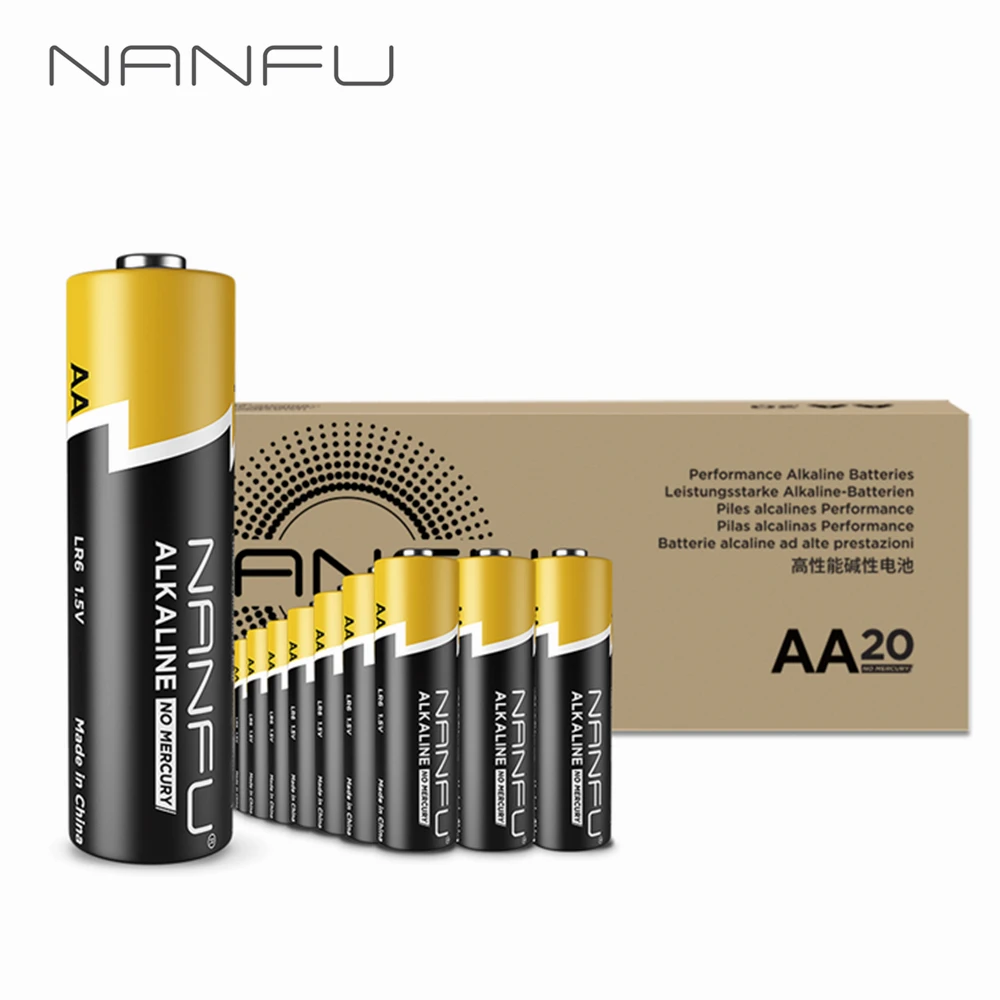 NANFU 20 шт./компл. батарейки типа АА ультра Мощность LR6 щелочной Батарея 1,5 V для часы дистанционного игровой контроллер игрушки и электронные устройства
