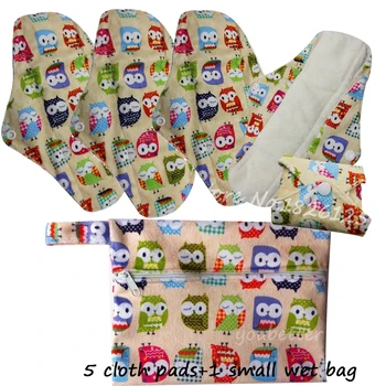 

Feminine 1 PC Small Bags with 5 pcs Cloth Menstrual Pads Washable Cloth Pads
