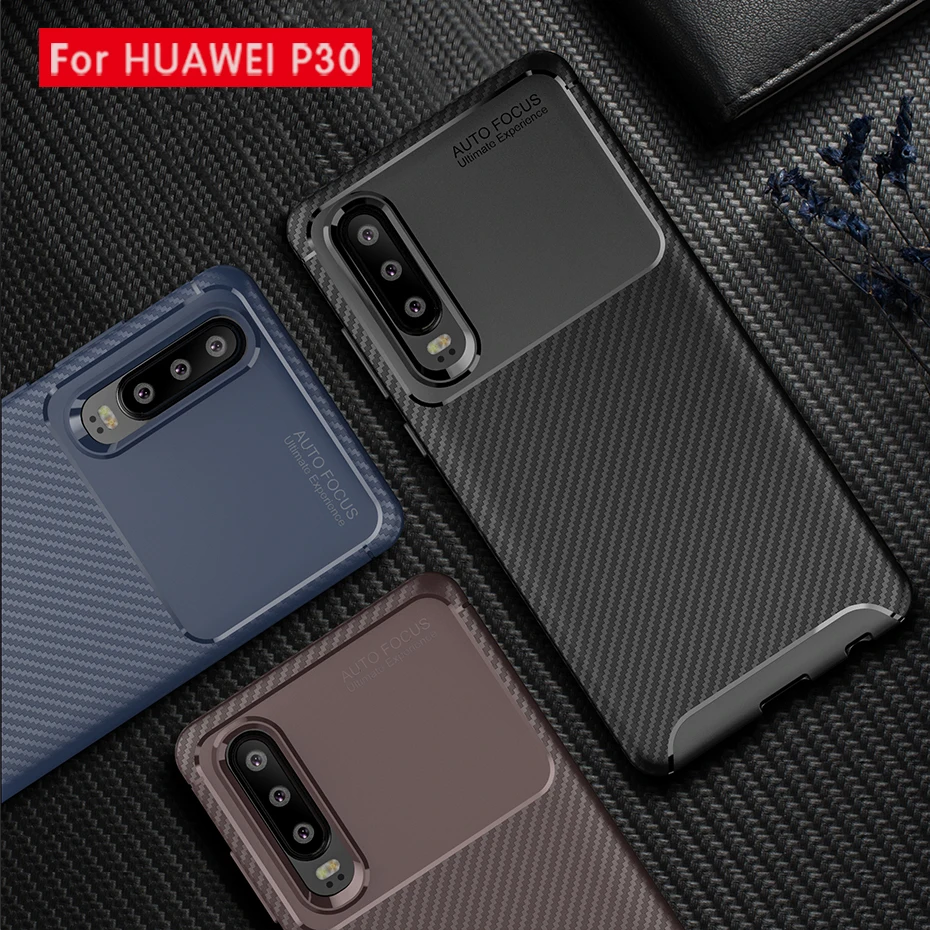For Huawei P30 Pro Case Carbon Fiber Shockproof TPU Back Cover Pouch P 30 Lite case phone Bumper coque bag Fundas |