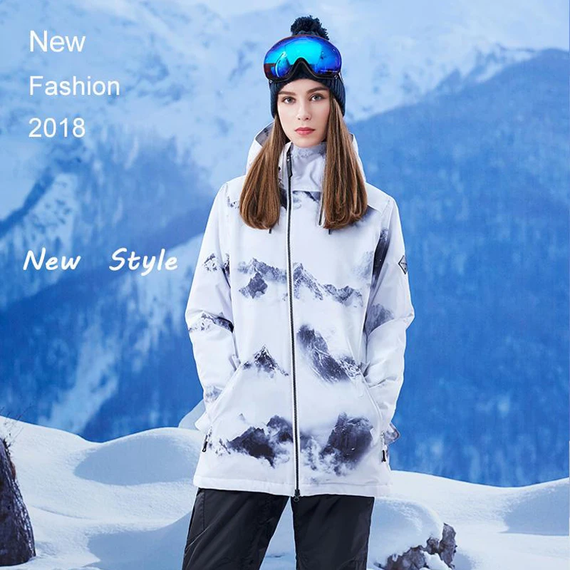 Gsou سنو وايت الحرارية الدافئة للماء يندبروف المرأة التزلج/على الجليد السترات في الهواء الطلق الرياضة تنفس تزلج أعلى امرأة XS SML