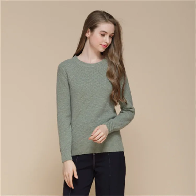  100%goat cashmere pineapple grain knit women fashion Oneck pullover sweater navy blue 5color S-2XL