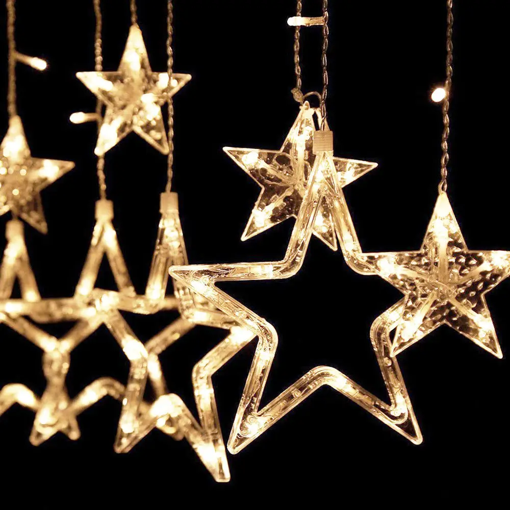 

Christmas ornaments light LED Star AC 220V / 3AA Battery Box Light Star Curtain String New Year New Year's Decorations for Home