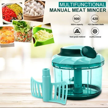 

Multi-function Manual Meat Grinder Slice Machine Food Processor Chopper Beef Pork Vegetable Cutter Spice Mincer Kitchen Gadgets