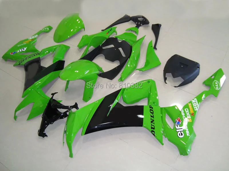 

HOT!! Motorcycle Fairing kit for KAWASAKI Ninja ZX10R 2008 2009 ZX10R 08 09 green black ABS Fairings set+7 gifts SK11