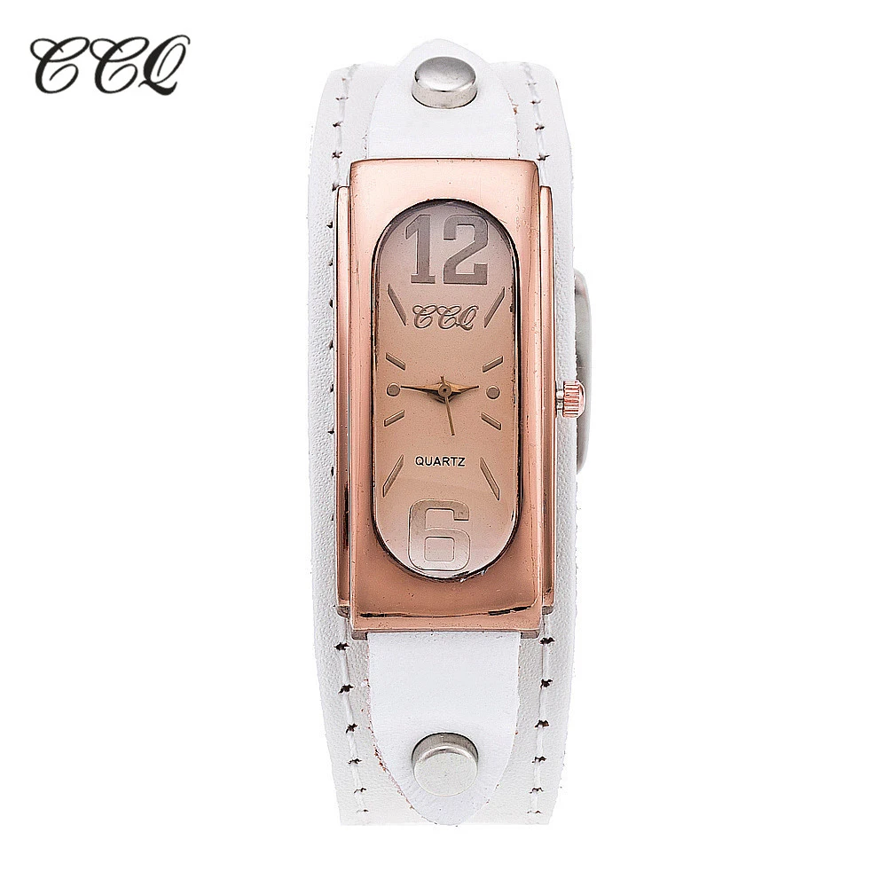 

CCQ Luxury Brand Vintage Genuine Leather Analog Watch Women Fashion Casual Rose Gold Quartz Wrist Watch Relogio Feminino C04