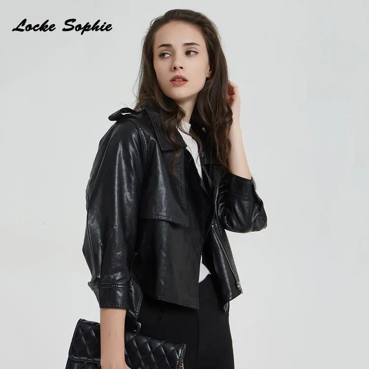 Womens Plus size short jacket blazers 2019 Autumn PU leather Splicing faux fur waist belt Jacket ladies loose locomotive blazers