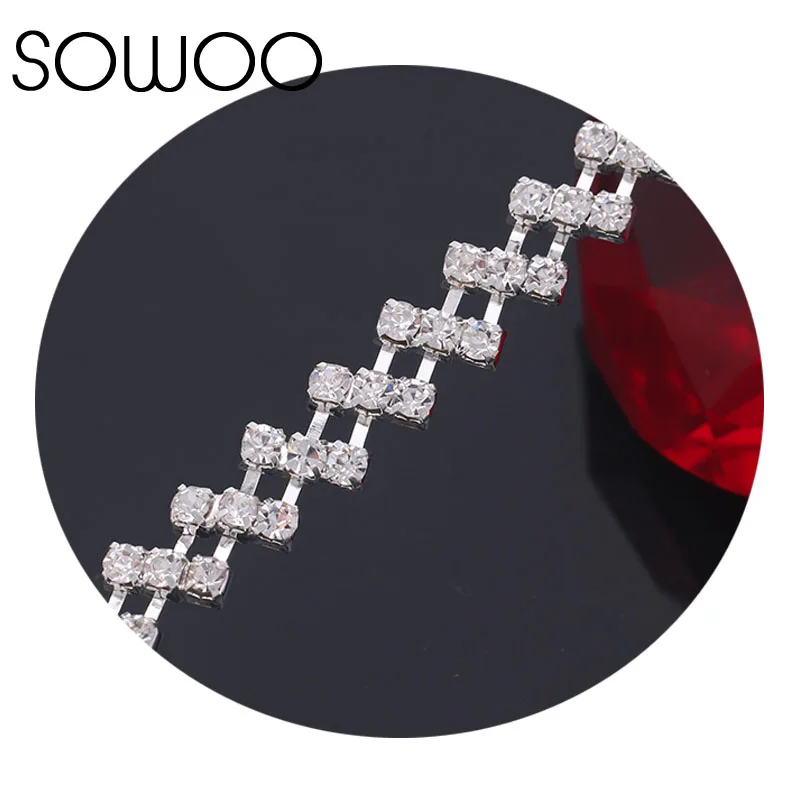 Buy 1 yards/lot three row crystal rhinestone chain