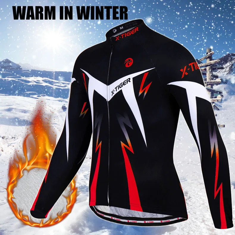 X-Tiger, велосипедная Джерси, зимняя одежда с длинным рукавом, одежда для велоспорта, термофлис, Roupa De Ciclismo Invierno Hombre MTB, велосипедная одежда