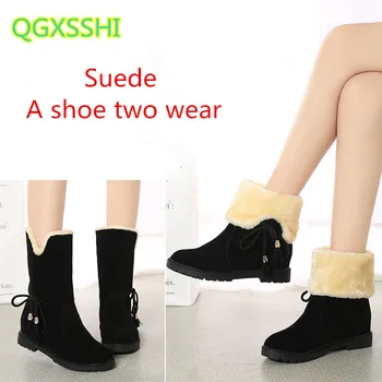 

QGXSSHI Spring/Autumn/Winter Women Boots Super Warm thickening Students Two Kinds Of Wear Girls Ankle Boots Kids Shoes
