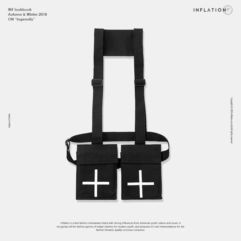 

INFLATION Men's Tactical Shoulder Bag Eye-splice Chest Bag Streetwear Hip hop Fashion Fanny Pack Fashion Travel Bag 195AI2018