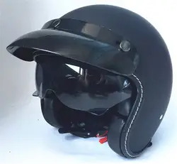 Черный взрослый открытый кожаный шлем Harley Moto мотоциклетный шлем винтажный мотоцикл Vespa