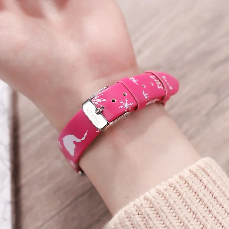 Disney Princess Series Frozen And Sofia Cuties Girl Red Pink Purple PU Band Quartz Waterproof Watch Children Kid Student Watches