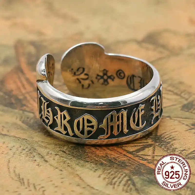 

S925 sterling silver men's ring personality fashion jewelry simple Gothic letters shape couple style 2018 new gift to send lover