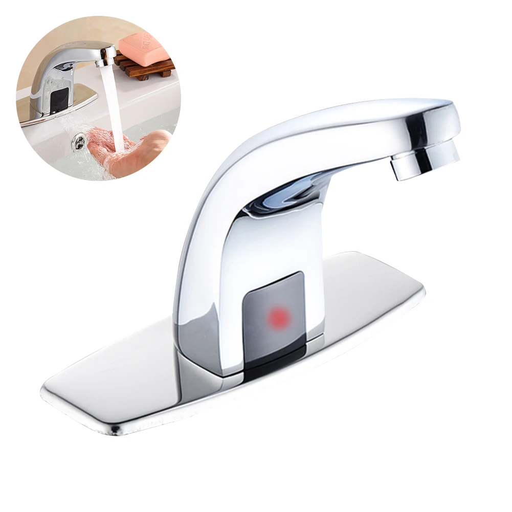 

Basin Electric Sensor Faucet Saving Water Automatic Stainless Steel Bathroom Tap Hands Free For Kitchen Home Use
