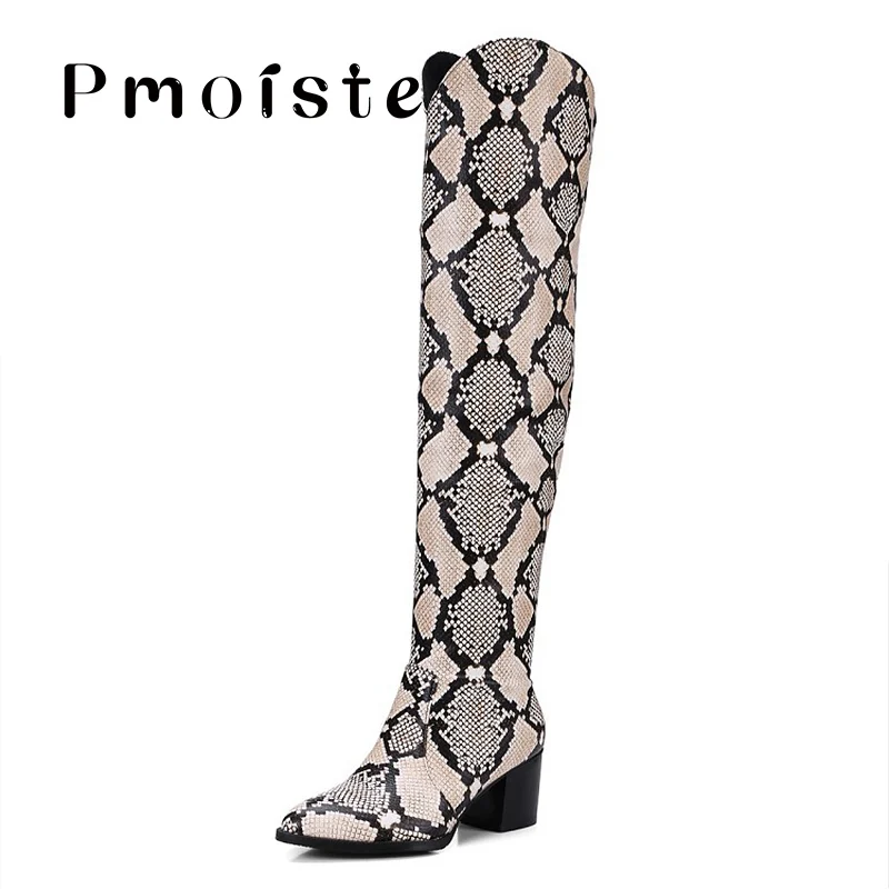 

Winter Woman Boots Large Size 43 Over The Knee Motorcycle Boots For Ladies Slipo-On Square Heel Round Toe Short Plush Cozy Shoes