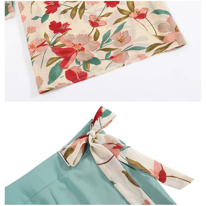 2019 Новая летняя шифоновая рубашка с коротким рукавом, топ с цветочным принтом, Женская Модная элегантная эластичная резинка на талии